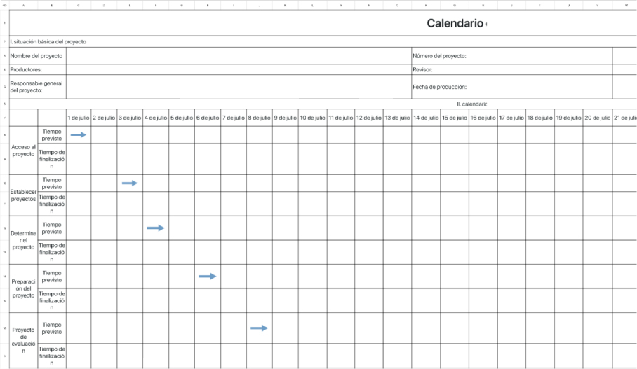 Calendario del proyecto 11